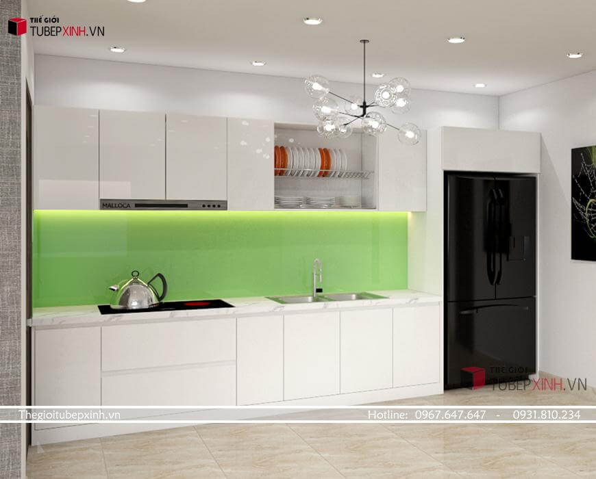 Bộ tủ bếp Acrylic với độ sáng bóng cao cho căn bếp thêm sang trọng